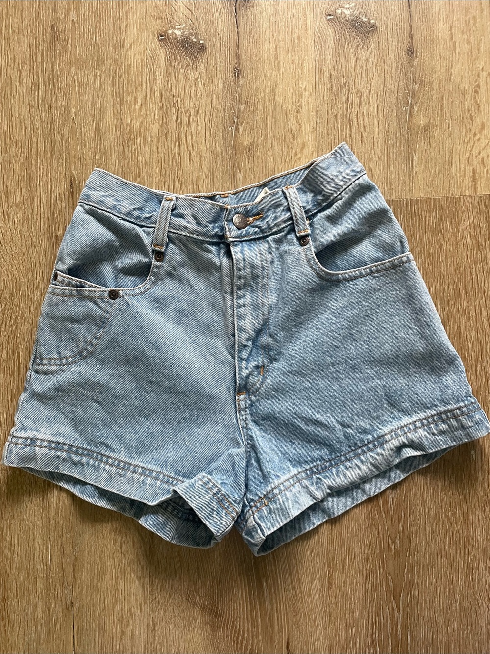 Classic High-Rise Light Blue Denim Shorts